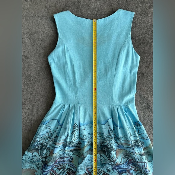 Rica Mare (Ukraine) Summer Mini Blue Dress, L (runs small, best for USA 6). - Picture 6 of 9